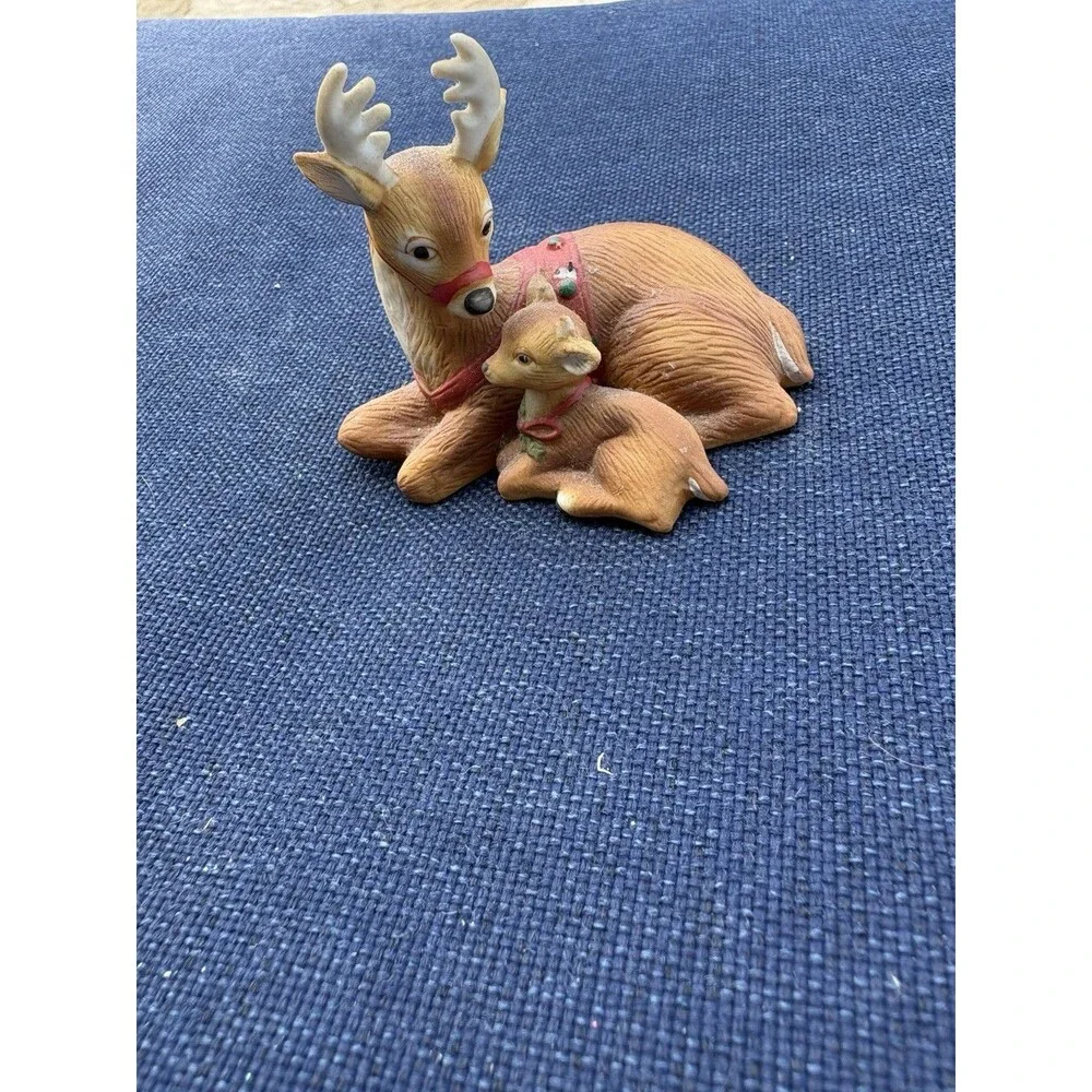 Gorham Reindeer with Fawn Christmas Ornament Vtg 1985 Nature's Families